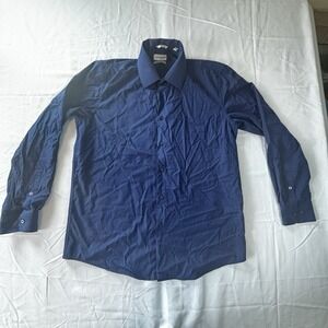 Lucky Brand 4 Way Stretch Slim Fit Dress Shirt Men Size Large Blue